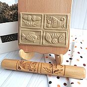 Посуда handmade. Livemaster - original item Rolling pin for printed cookies for four pictures. Handmade.