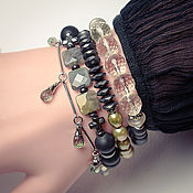 Украшения handmade. Livemaster - original item Set of 4 bracelets: shungite, pearl, hematite, onyx. Handmade.