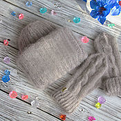 Аксессуары handmade. Livemaster - original item Knit set Hat and Mittens 
