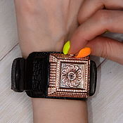 Часы женские, наручные с кожаным браслетом- "Змея"