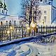 Акварель Вечереет. Воскресенский собор в Шуе. Картины. Маришкины картинки. Ярмарка Мастеров.  Фото №5