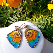 Украшения handmade. Livemaster - original item Brass wire wraped earrings "Butterfly wings - 1". Handmade.