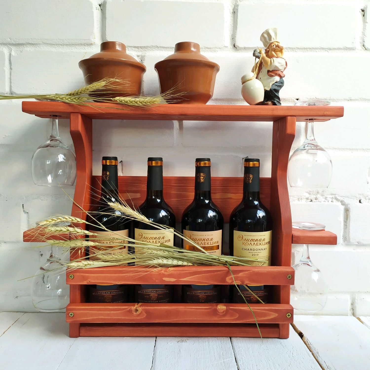 Подставка для бутылок вина из дерева
