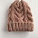 Winter hat with braids made of merino wool (Peru), beige, Caps, St. Petersburg,  Фото №1