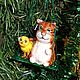 Ёлочная ватная игрушка Кот и Цыпа Новогодний сувенир. Елочные игрушки. Домовой Уют. Ярмарка Мастеров.  Фото №5