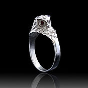 Серебряное кольцо с нефритом, кольцо серебро 925 пробы, нефрит кольцо