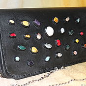 Сумки и аксессуары handmade. Livemaster - original item Leather artistic evening clutch with stone beads Starry sky". Handmade.