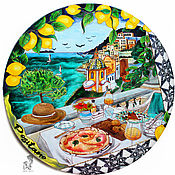 Картины и панно handmade. Livemaster - original item Round painting of lemons 