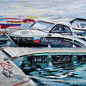 Картины и панно handmade. Livemaster - original item Oil painting Berth. Yacht. Handmade.
