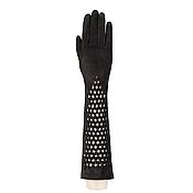 Винтаж handmade. Livemaster - original item Size 7. Demi-season openwork gloves made of natural black velour. Handmade.