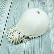 Аксессуары handmade. Livemaster - original item Baseball cap made of genuine python leather and white fabric.. Handmade.