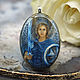 Pendant painted on the stone of the Archangel Michael amulet miniature on lapis lazuli. Pendants. Anna Ametista. Jewelry oil painting. Online shopping on My Livemaster.  Фото №2