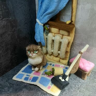 Куклы и игрушки ручной работы. Ярмарка Мастеров - ручная работа Кот из шерсти " Это не я". Handmade.