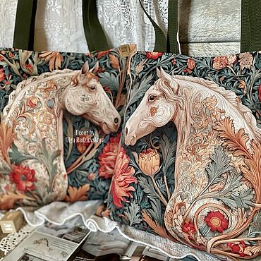 Сумки ручной работы. Ярмарка Мастеров - ручная работа Сумка-шоппер “Horses”. Handmade.