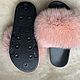 Order Flip flops with arctic fox fur powder. Warm gift. Livemaster. . Flip flops Фото №3