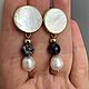 Серьги с чароитом и жемчугом. Серьги классические. Katerina Moroz accessories for you (katerinamoroz). Ярмарка Мастеров.  Фото №4