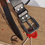 Аксессуары handmade. Livemaster - original item Straps: Men`s high-quality TITANIUM leather belt. Handmade.