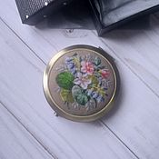 Сувениры и подарки handmade. Livemaster - original item Copy of Mirror pocket with embroidery silk ribbons. Handmade.