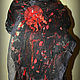 Комплект(шарф+перчатки)валяный Красным по черному", , Ульяновск,  Фото №1