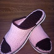 Обувь ручной работы handmade. Livemaster - original item Home Slippers    Pink Chocolate. Handmade.