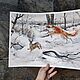 Картина зимняя охота на зайца. Картина заяц собака в лесу. Картины. Загибалова И. Ю.. Ярмарка Мастеров.  Фото №5