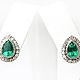 Emerald & Diamond Studs 14k, Emerald Diamond Halo Earrings, Emerald Pe. Earrings. JR Colombian Emeralds (JRemeralds). My Livemaster. Фото №5