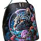 Кожаный рюкзак  "Космосов Кот". Рюкзаки. Дизайнерская студия Pelle Volare. Интернет-магазин Ярмарка Мастеров.  Фото №2