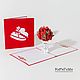 Розы в белой вазе - объёмная 3D открытка ручной работы. Подарки на 8 марта. КиРиГаМи - объёмные 3D открытки. Интернет-магазин Ярмарка Мастеров.  Фото №2