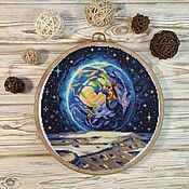 Картины и панно handmade. Livemaster - original item Cross-stitch From Moon to Earth. Handmade.
