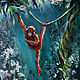 Orangutan in the jungles of Borneo oil Painting 30h40 cm, Pictures, Moscow,  Фото №1
