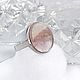Серебряное кольцо - круглая печатка - с розовым кварцем