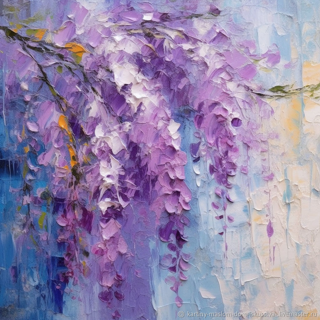 Живопись маслом сирень Красивая картина на холсте цветущее дерево в ...