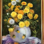 Картина из шерсти цветы "Маковое поле"