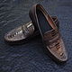 Moccasins made of ostrich calf leather and genuine leather, brown color, Moccasins, St. Petersburg,  Фото №1