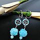 Blue silver earrings with Sunny quartz 'forget-me-Not', Earrings, Voronezh,  Фото №1