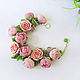 Order Pink roses women's bracelet with peonies, roses and beads on a chain. Bionika - Polymer Clay Jewelry (Bionika). Livemaster. . Bead bracelet Фото №3