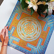 Картины и панно ручной работы. Ярмарка Мастеров - ручная работа Mandala oro brillante Sri Yantra sobre lienzo. Handmade.
