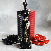 Сувениры и подарки handmade. Livemaster - original item Candles: a set of candles made of beeswax and wax in black and red. Handmade.