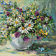 Painting Bouquet of wild flowers still Life Daisies in a vase Field bouquet, Pictures, Ekaterinburg,  Фото №1