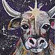 Pictures: Painting on canvas. Star cow