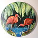 IBIS round oil painting red birds in the jungle, Pictures, Moscow,  Фото №1