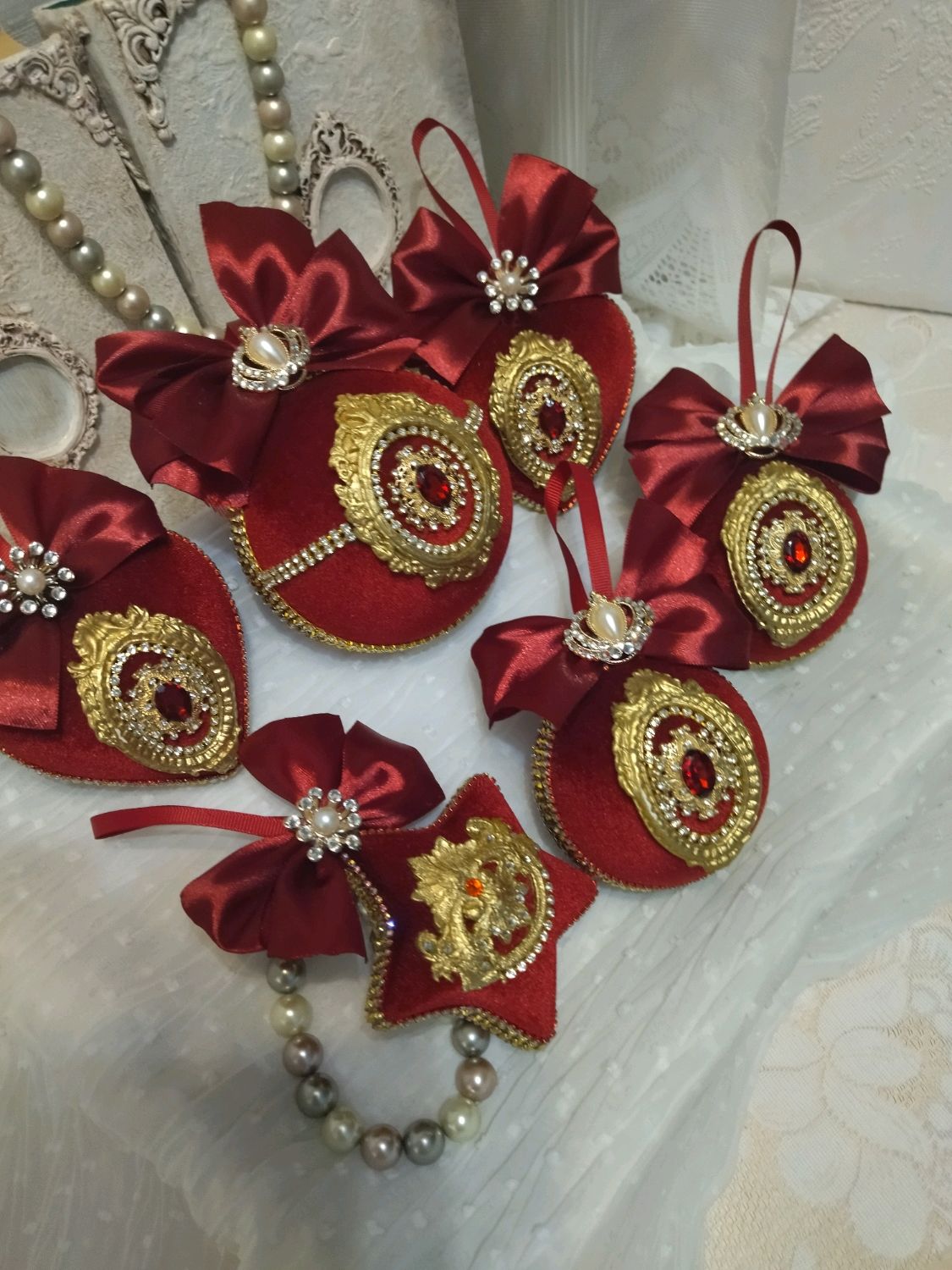 Комплект новогодних подвесок из бархата купить в интернет-магазине ...