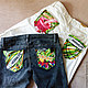 Painting on fabric. Jeans painted 'Herbalife', Jeans, Moscow,  Фото №1