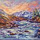Oil painting sunset river mountains ' In the arms of the mountains', Pictures, Murmansk,  Фото №1