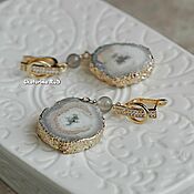 Украшения handmade. Livemaster - original item Stylish, gold-plated earrings with agate 