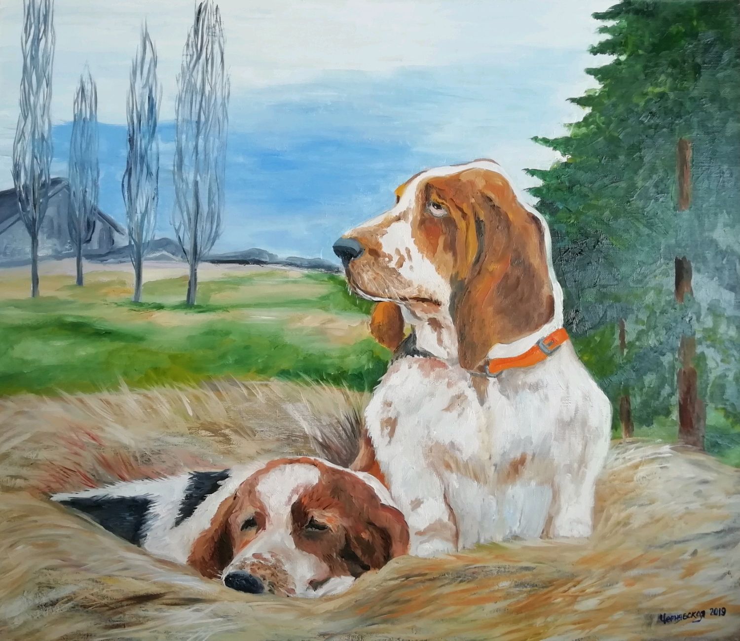 Картина маслом "собаки на сене", Картины, Челябинск,  Фото №1