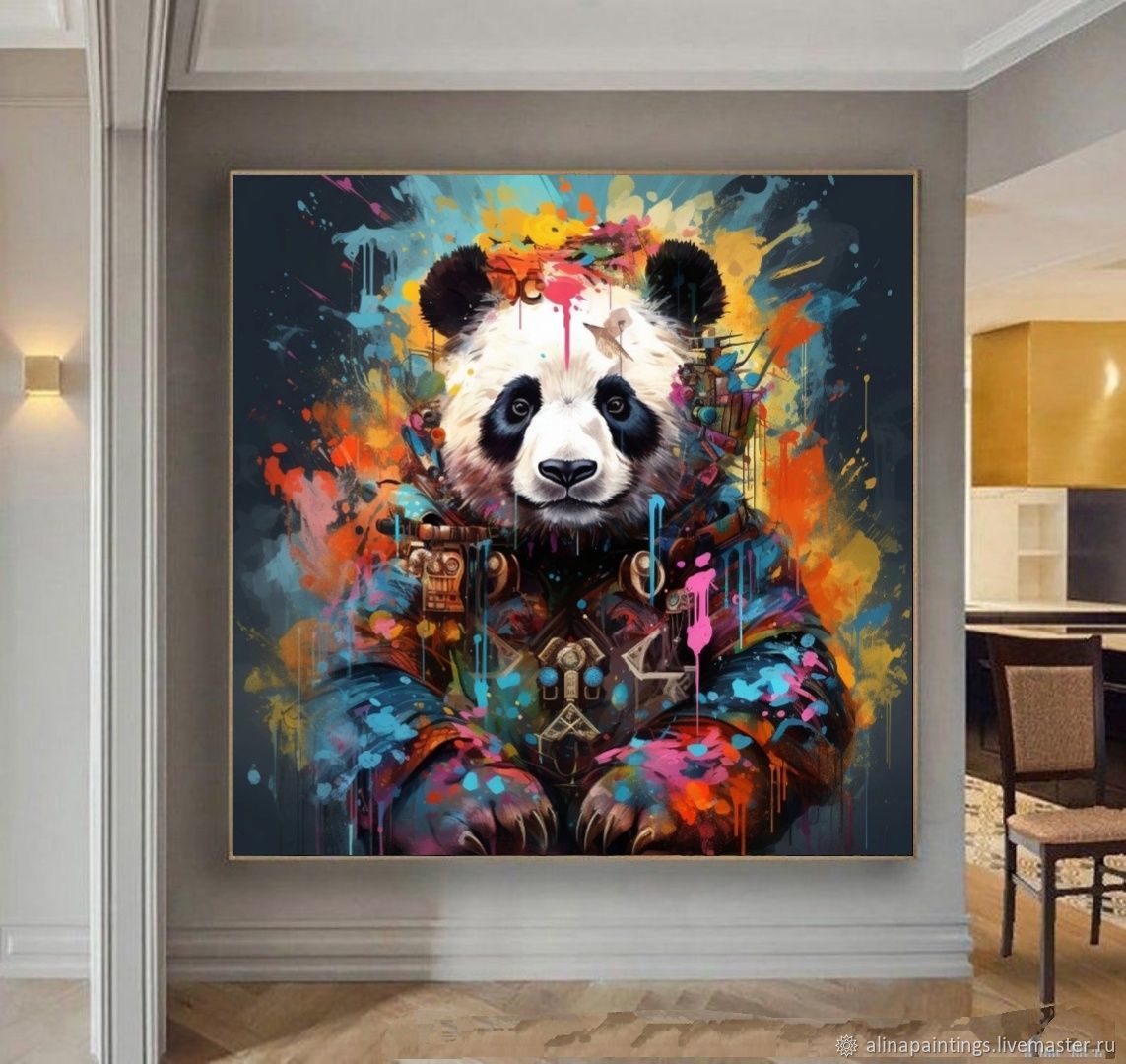 Яркая картина маслом панда Современные картины Заказать картину маслом ...
