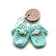 Doll mittens 5 cm knitted mint, Clothes for dolls, Moscow,  Фото №1