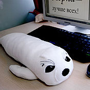 Сувениры и подарки handmade. Livemaster - original item Nerpa toy is a cool gift to the office, a cushion cushion for the keyboard. Handmade.