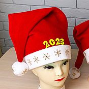 Аксессуары handmade. Livemaster - original item New Year`s hat 2024 red long hat of Santa Claus. Handmade.